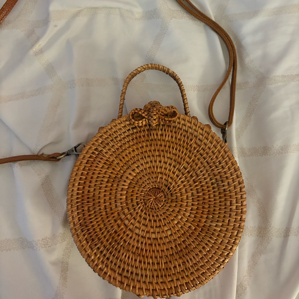 Circular Rattan Crossbody Bag